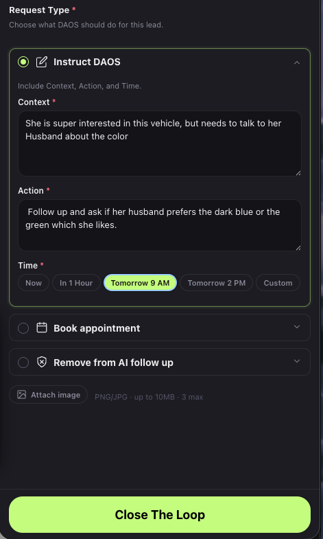 Instruct DAOS widget